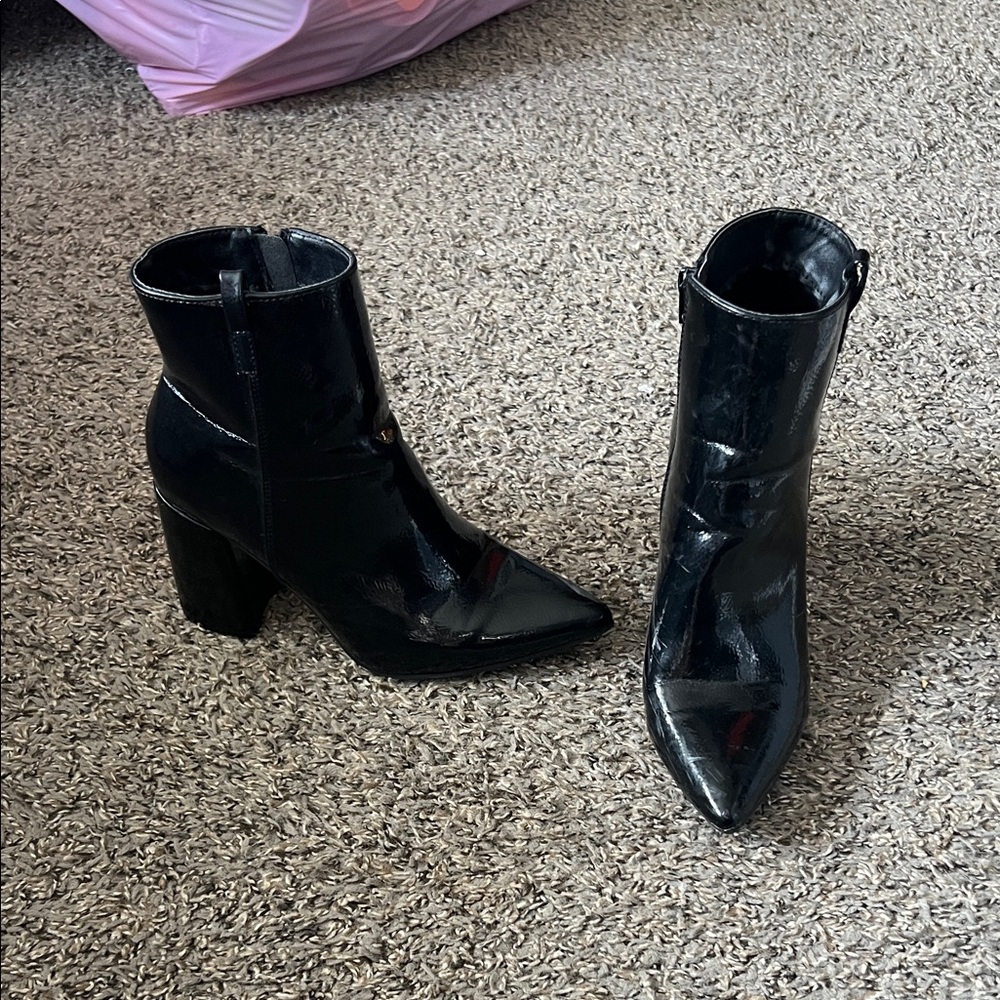 Nasty Gal Shiny Black Ankle Booties